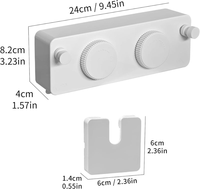 JOOM Retractable Clothesline Heavy Duty Clothes Drying Laundry Line Wall Mounted Easy Hanging Clothes Drying Laundry Line Retracting Hanging Lock to Prevent Sagging (Two line,White) - Image 2