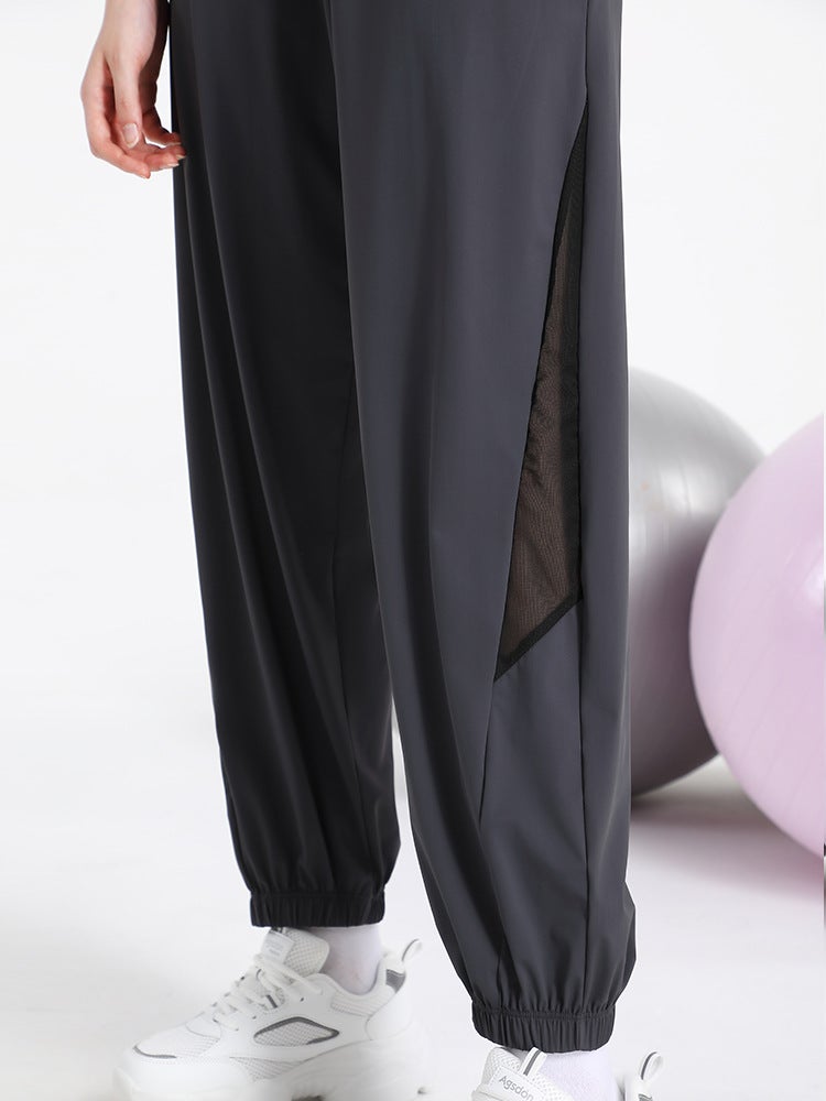 A Generation Of Summer Ice Silk Plus Size Sports Harem Pants Women'S Chubby Girl Loose Mesh Stitching Fitness Yoga Pants - Image 4