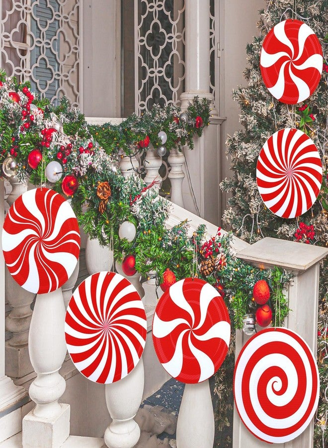 Woanger 16 Pcs Christmas Candy Cane Ornament Large Candy Decorations Double Sided Xmas Hanging Decor Red and White Yard Lawn Signs with Stake for Home Outdoor Indoor Porch Pathway Christmas Tree - Image 3