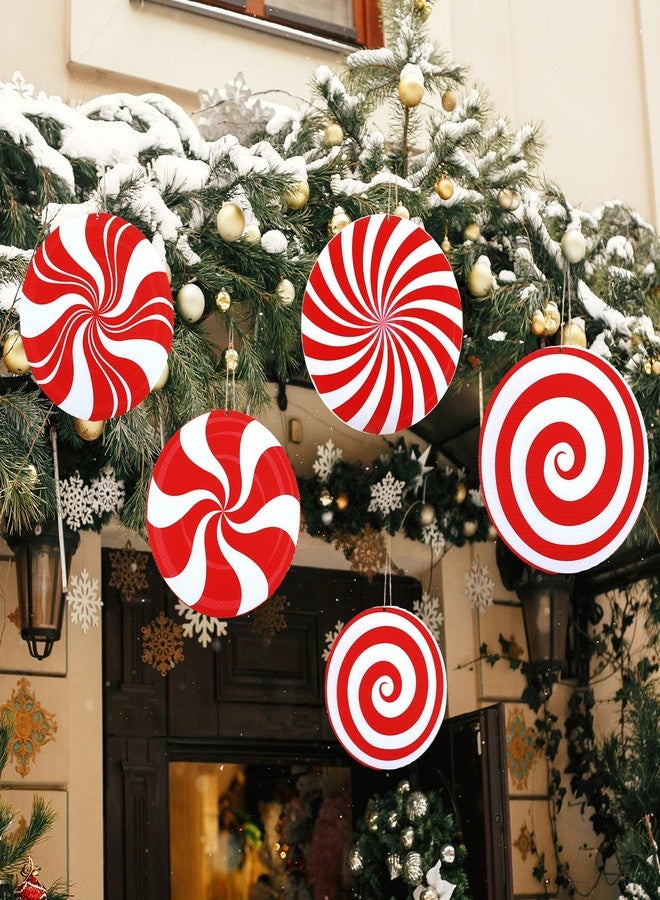 Woanger 16 Pcs Christmas Candy Cane Ornament Large Candy Decorations Double Sided Xmas Hanging Decor Red and White Yard Lawn Signs with Stake for Home Outdoor Indoor Porch Pathway Christmas Tree - Image 4