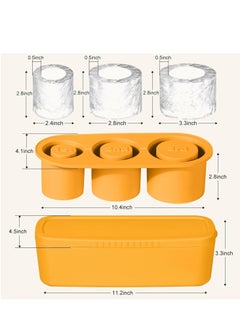 Y&D Ice Cube Tray for Cup Silicone Ice Cube Mold with Spill-Resistant Lid 3 Hollow Cylinder Ice Cube Molds for 20-40 oz Tumblers BPA Free Ice Cube Trays for Freezer Drinks Coffee  Orange  - Image 3
