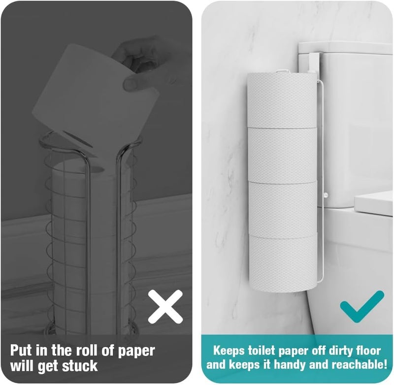 INDIDECOR INDIDECOR 31156 Toilet Paper Holder for 4 Roll Tissue, Over The Tank Toilet Paper Holder, Stainless Steel Rustproof Toilet Paper Storage Wall Mount, for Rv, Bathroom Storage, 1 Pack - Chrome - Image 3