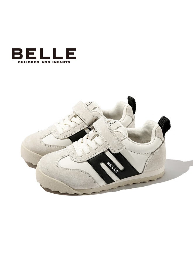 Belle Children's Sports Shoes Spring And Autumn Casual Shoes Training Shoes Boys And Girls Soft Bottom Running Shoes Apricot Black Size 30 - Image 1