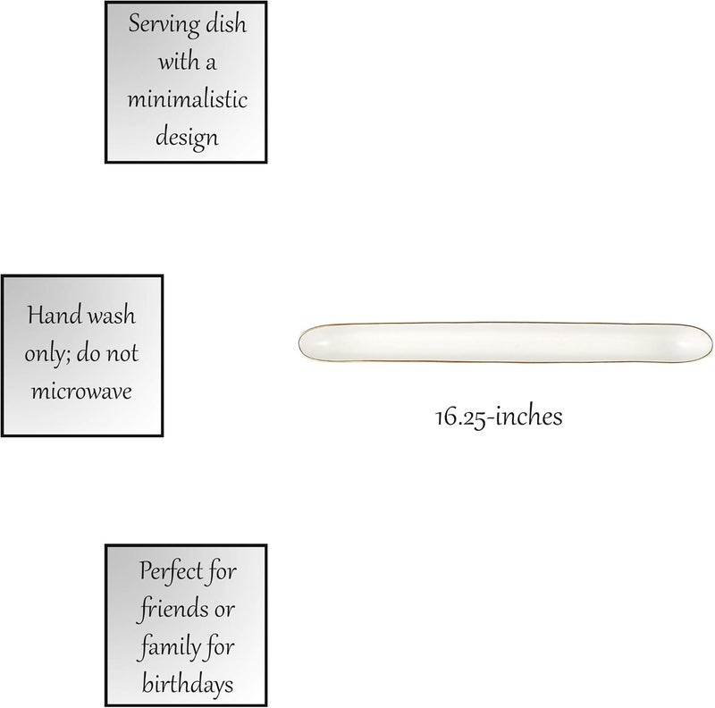 Santa Barbara Design Studio Creative Brands SB Design Studio Table Sugar Ceramic Olive Boat Server WhiteGold 1625 W x 175 H x 15 D - Image 4