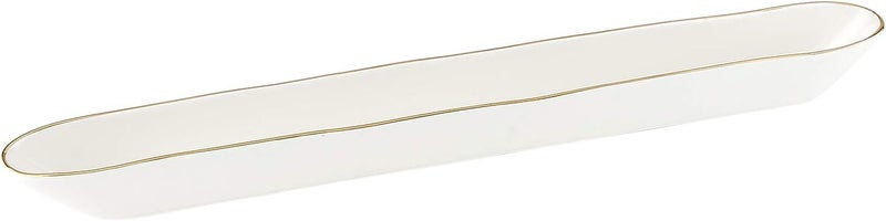 Santa Barbara Design Studio Creative Brands SB Design Studio Table Sugar Ceramic Olive Boat Server WhiteGold 1625 W x 175 H x 15 D - Image 2