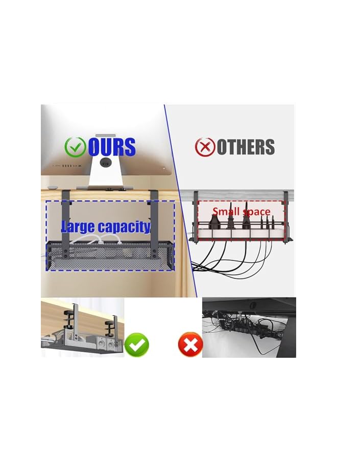 promass Under Desk Power Board Storage Tray - Cable Storage Rack, Carbon Steel, No Drill, Stable and Non-Slip, Suitable For Office, Home, School (White) - Image 5