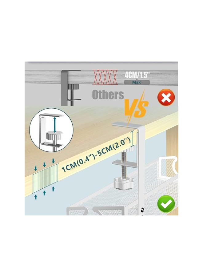 promass Under Desk Power Board Storage Tray - Cable Storage Rack, Carbon Steel, No Drill, Stable and Non-Slip, Suitable For Office, Home, School (White) - Image 4