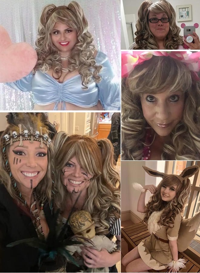 ColorGround (Brown/Blonde) - Long Curly Multi-Colour Cosplay Wig with 2 Ponytails(Brown with Blonde) - Image 2