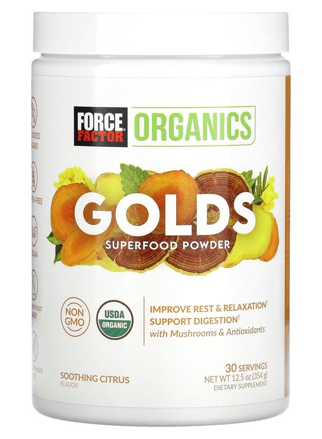 Force Factor Organics Golds Superfood Powder Soothing Citrus 12.5 oz (354 g)