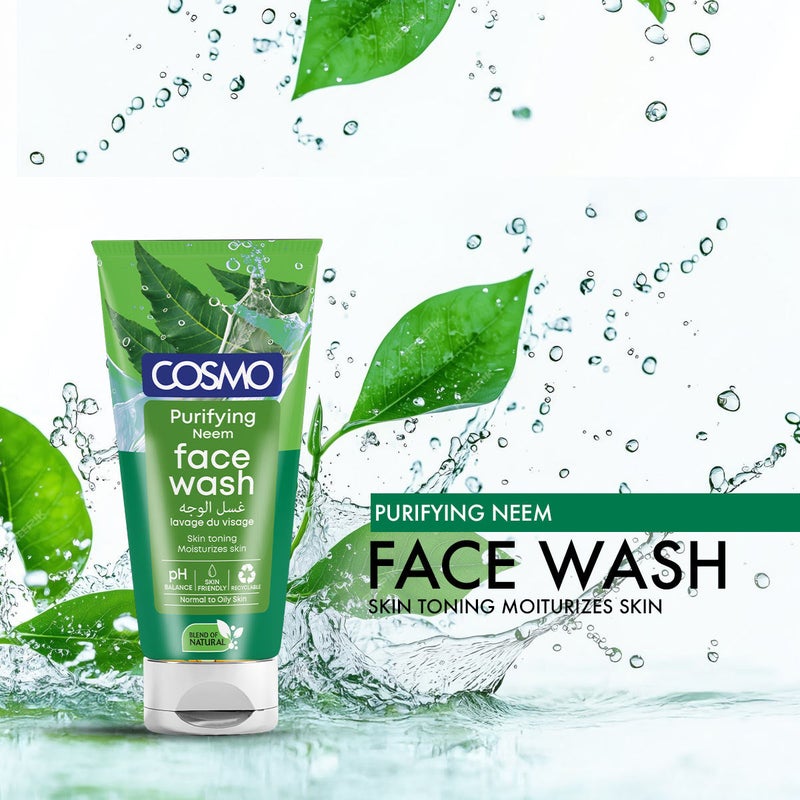 COSMO Purifying Neem Face Wash 150ml, Hydrates & Refreshes, for All Skin Types - Image 2