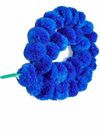 Lazybeee Lazybeee Pack of 10 Dark Blue Artificial Marigold Fluffy Flowers String Garlands for Ganesh Decoration Diwali Decoration Toran for Festival Decor Home Decoration Dark Blue  - Image 2