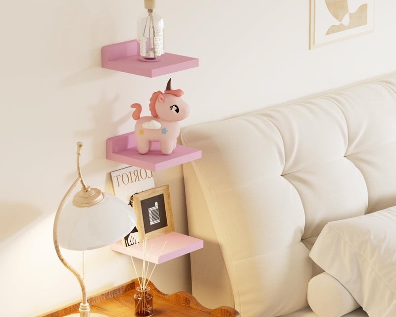 QsQueen Small Floating Shelves Mini Shelves Hanging Display 5 Inch Wall Shelf for Bathroom Livingroom Bedroom,3 Pack, with 2 Types of Installation, Great for Room Decor - Image 3