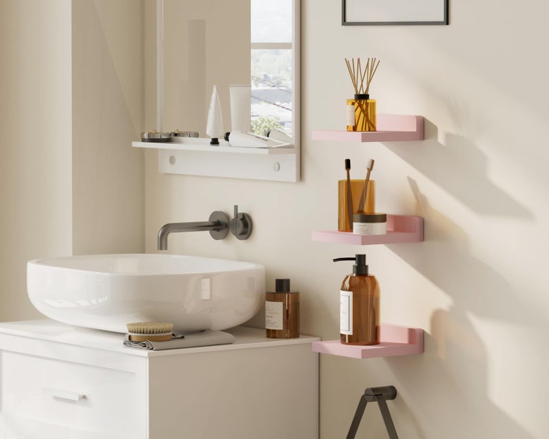 QsQueen Small Floating Shelves Mini Shelves Hanging Display 5 Inch Wall Shelf for Bathroom Livingroom Bedroom,3 Pack, with 2 Types of Installation, Great for Room Decor - Image 5