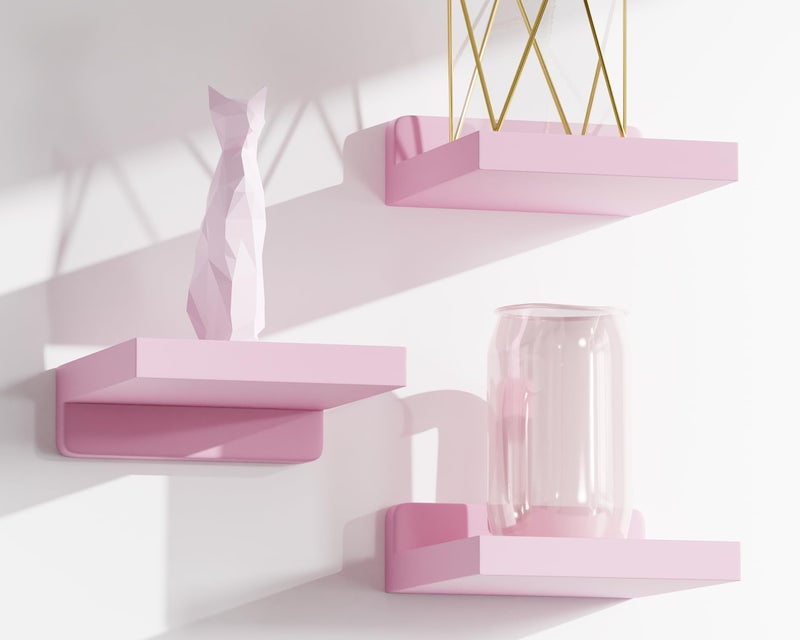 QsQueen Small Floating Shelves Mini Shelves Hanging Display 5 Inch Wall Shelf for Bathroom Livingroom Bedroom,3 Pack, with 2 Types of Installation, Great for Room Decor - Image 1