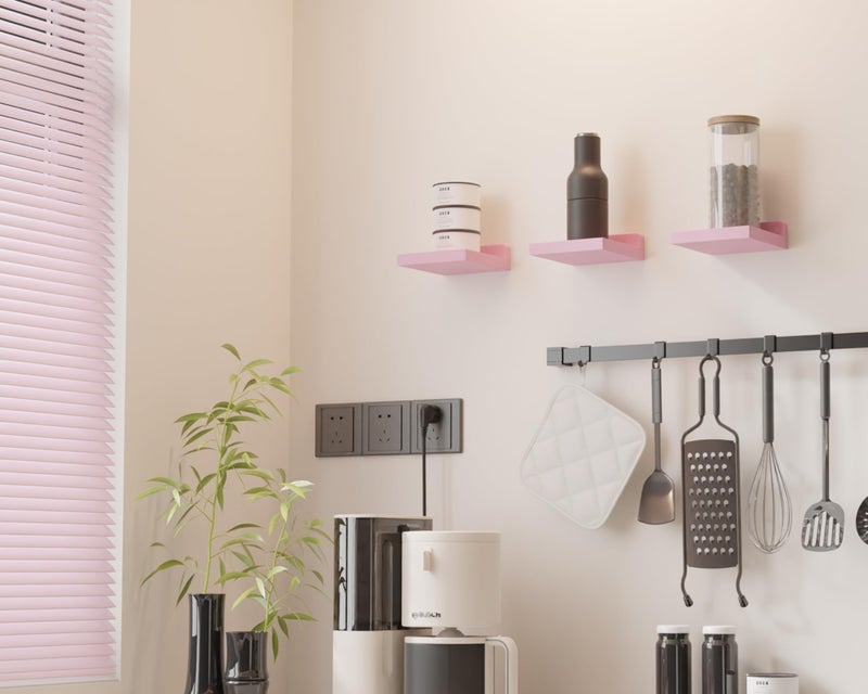 QsQueen Small Floating Shelves Mini Shelves Hanging Display 5 Inch Wall Shelf for Bathroom Livingroom Bedroom,3 Pack, with 2 Types of Installation, Great for Room Decor - Image 4