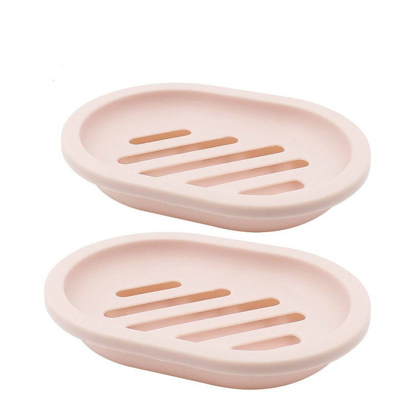 TOPSKY 2Pack Soap Dish with Drain Soap Holder Soap Saver Easy Cleaning Dry Stop Mushy Soap Pink - Image 2