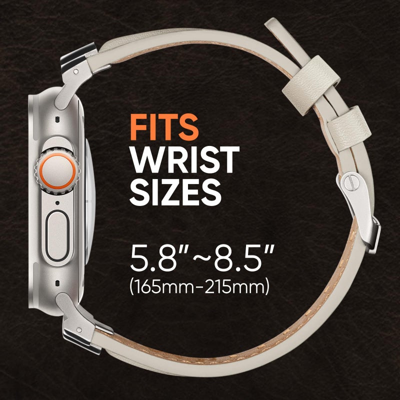 Suitisbest Leather Bands Compatible for Apple Watch Ultra Band 49mm 46mm 45mm 44mm 42mm, Genuine Leather Rugged Durable Matel Connector Replacement Strap for Men iWatch Ultra 11 10 9 8 7 6 5 4 3 SE - Image 4