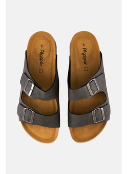 Algspar Men Buckle Slip On Cork Sandals, Grey  - Image 3