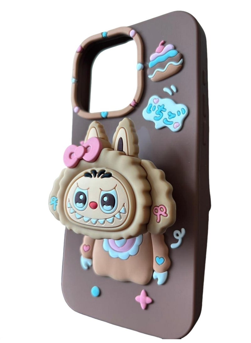 Cute Labubu Case for iPhone 16 Pro – Soft Silicone Cartoon Cover with Shockproof Protection - Image 1