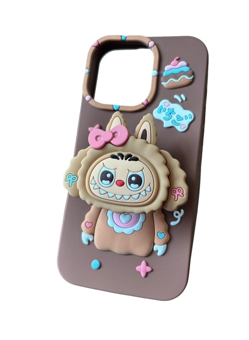 Cute Labubu Case for iPhone 16 Pro – Soft Silicone Cartoon Cover with Shockproof Protection - Image 3