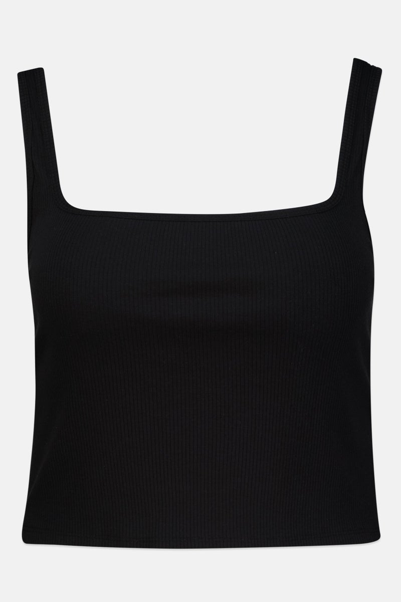 Aeropostale تي شيرت بلا أكمام بتصميم مربع العنق للنساء، أسود - Image 2