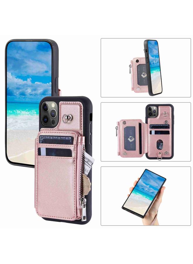 زبون جراب لهاتف iPhone 12 / 12 Pro مزود بسحّاب وفتحات للبطاقات بتقنية RFID - Image 1