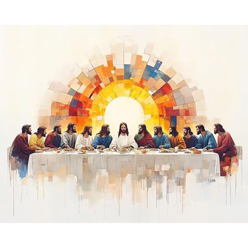 Yezavesu The Last Supper Paint by Numbers Kit for Adults Beginner Jesus Adult Paint by Number Kits on Canvas Without Frame DIY Acrylic Painting by Numbers for Home Wall Decor Gift 16x20 Inch - Image 1