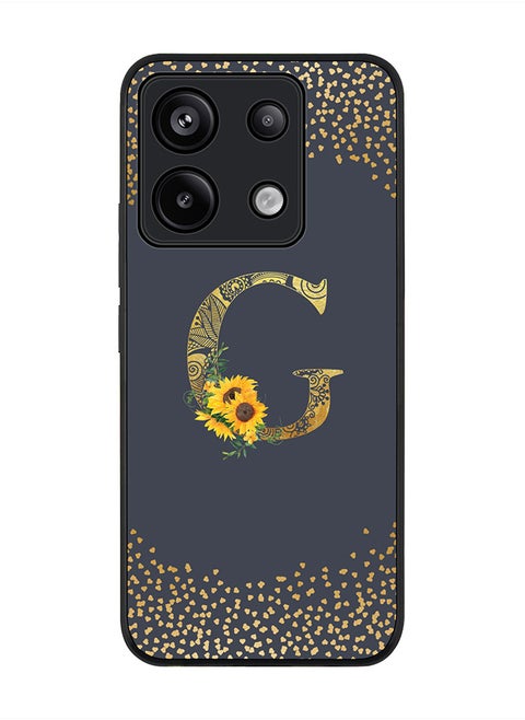 Rugged Black Edge Case for Xiaomi Redmi Note 13 Pro 5G Case Cover- Custom Monogram Initial Letter Mandala Floral Pattern Alphabet - G(Grey)