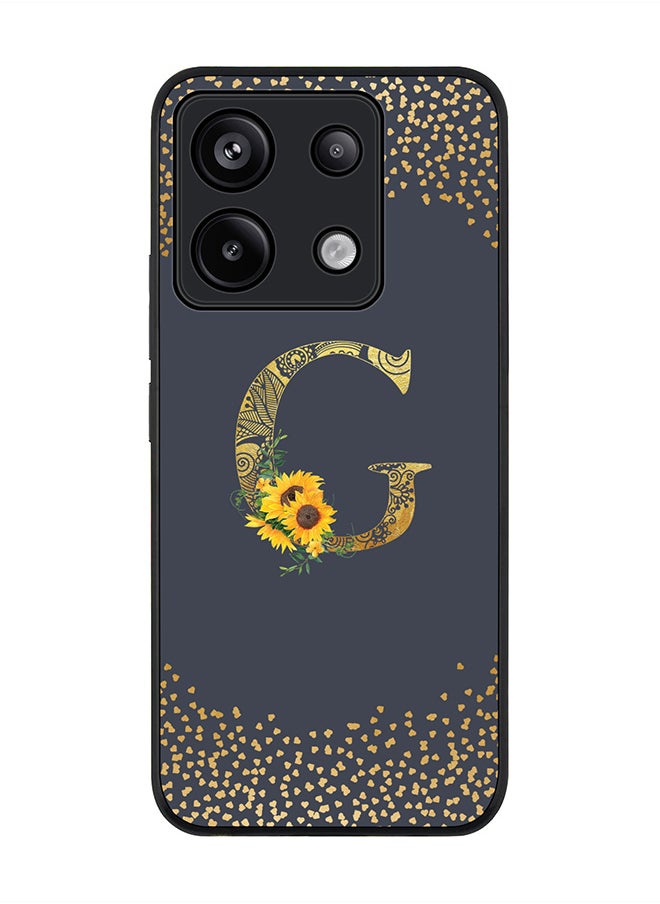 Stylizedd Rugged Black Edge Case for Xiaomi Redmi Note 13 Pro 5G Case Cover- Custom Monogram Initial Letter Mandala Floral Pattern Alphabet - G(Grey)  - Image 1