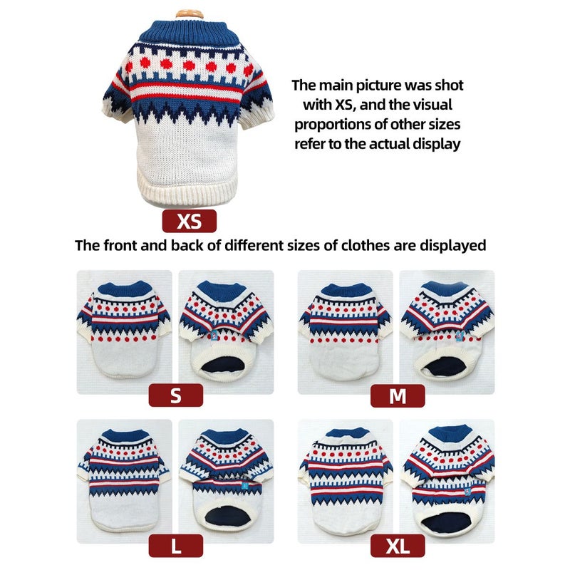 Blue Knitted Pet Sweater for Small Cats and Dogs Autumn Winter Elastic Pullover - Image 3