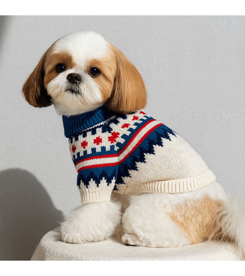 Blue Knitted Pet Sweater for Small Cats and Dogs Autumn Winter Elastic Pullover - Image 2