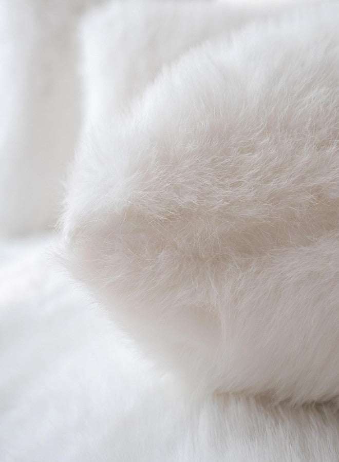Neelvin Cream White Faux Fur Cozy Fluffy Double-Sided Decorative Throw Pillow Covers 18x18 inch Set of 2,Velvet Pillowcase Cushion Case for Sofa Couch - Image 5