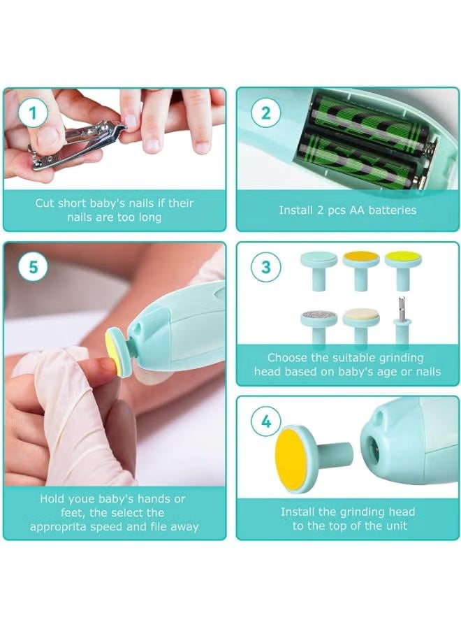 Electric Baby Nail Trimmer with Light 6 Grinding Pads - Image 4