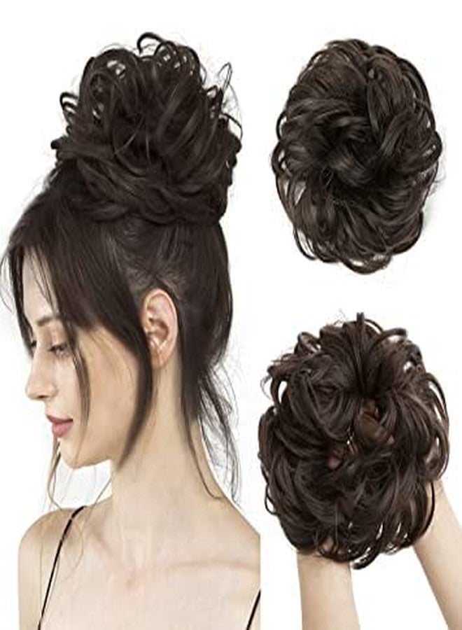 KYNA Messy Hair Bun Ruffle Juda Hair Dressing Accessories Hair Bun Extension For Girls And Women Set Of 2 Pieces (Dark Brown Colour) - Image 5