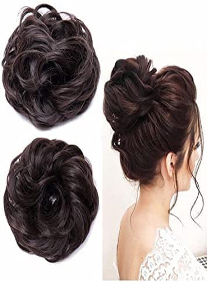 KYNA Messy Hair Bun Ruffle Juda Hair Dressing Accessories Hair Bun Extension For Girls And Women Set Of 2 Pieces (Dark Brown Colour) - Image 3