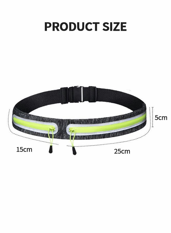 Sports Running Belt Outdoor Dual Pouch Sweat-proof Reflective Slim Waist Pack Fitness Workout Belt Pack Waistband for Fitness Jogging Workout Gym Sports Travel Exercise 