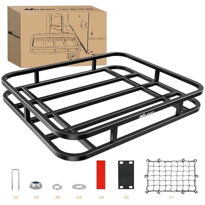 rayihni 32264 RV Bumper Mounted Cargo Rack Carrier with Net Fits 4-inch or 4-1/2-inch Bumpers Heavy Duty Luggage Holder Basket for RV Camping Traveling Capacity 350LBS - Image 2