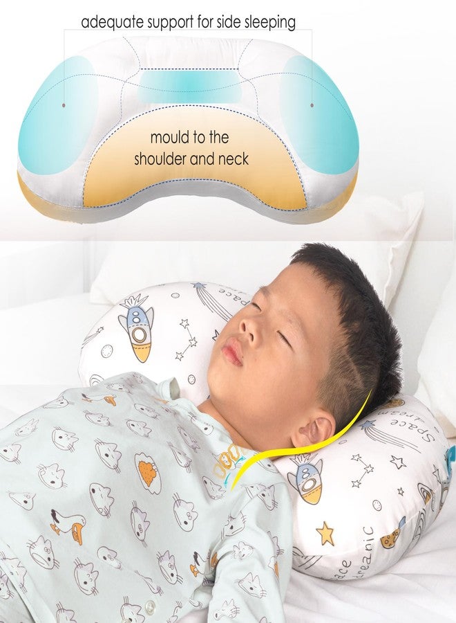 BYRIVER 12x22 Toddler Sleeping Pillow with Cotton Pillowcase, Ergonomic Bed Pillow for Kids Boy Girls, Small Pillow for Daycare Preschool Nap Time, Gifts for Children Ages 3-8 (Spaceship) - Image 3