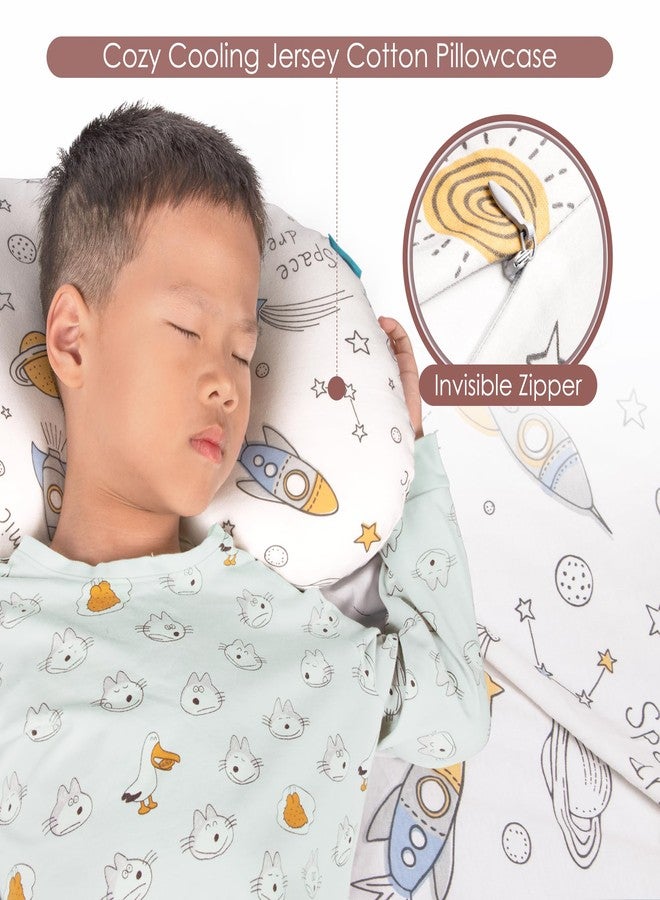 BYRIVER 12x22 Toddler Sleeping Pillow with Cotton Pillowcase, Ergonomic Bed Pillow for Kids Boy Girls, Small Pillow for Daycare Preschool Nap Time, Gifts for Children Ages 3-8 (Spaceship) - Image 4