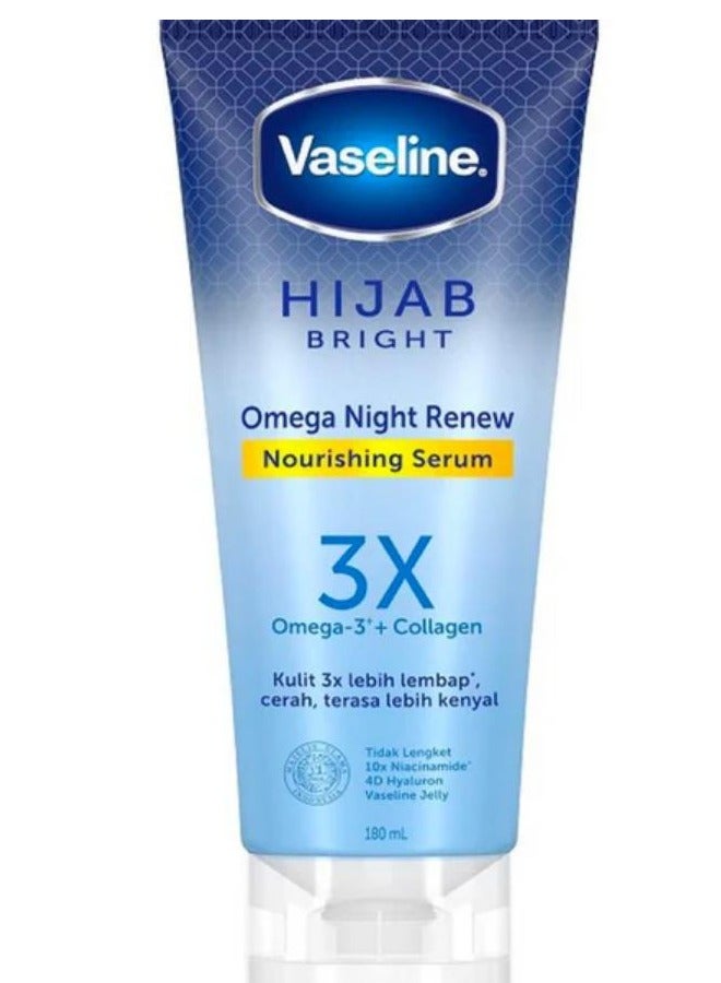 Vaseline Hijab Bright Nourishing Serum Omega Night Renew 180mL