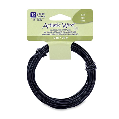 Artistic Wire Aluminum Craft Wire, 12 Gauge - Bendable, Floral, Armature, Sculpture, Jewelry Making, Round, Black, 39.3 ft - Image 1