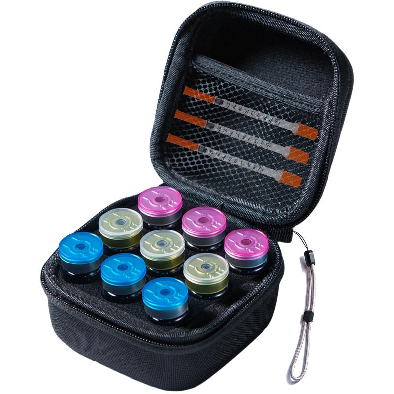 JFGLORIX Insulin Fridge Holder Storage Case Insulin Vial Protector Holder Insulin Cooler Travel Case Organizer Fits Standard 10ml U100 Vials9SlotBlack 9 Slots