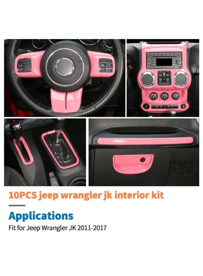 JeCar 10pcs Full Set Pink Interior Trim Kit for 2011-2017 Jeep Wrangler JK JKU - Image 2