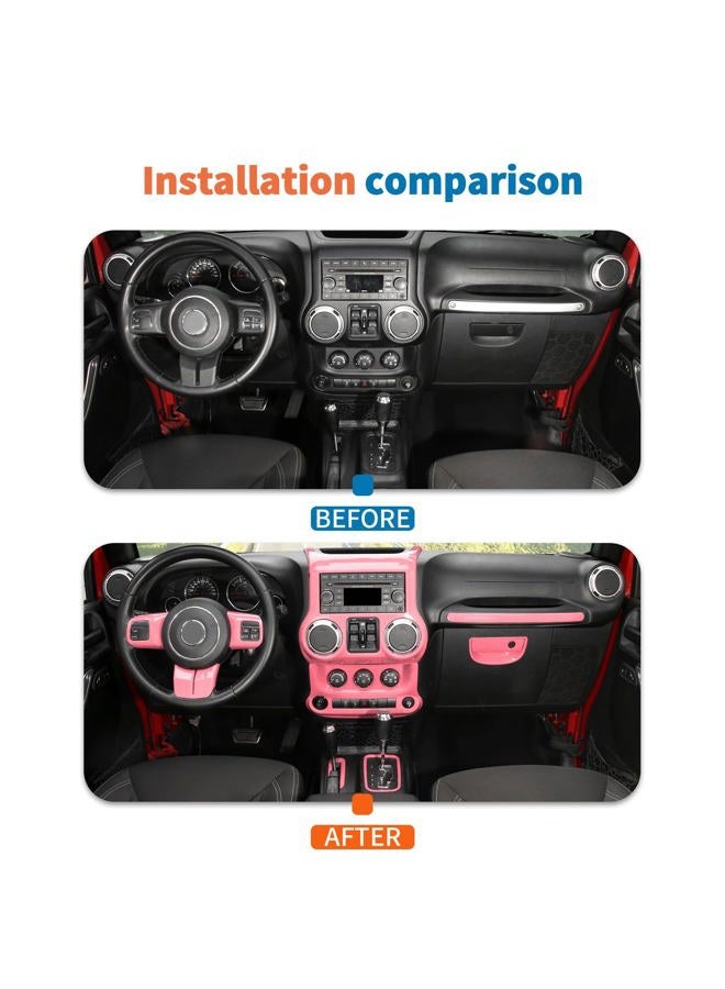 JeCar 10pcs Full Set Pink Interior Trim Kit for 2011-2017 Jeep Wrangler JK JKU - Image 3