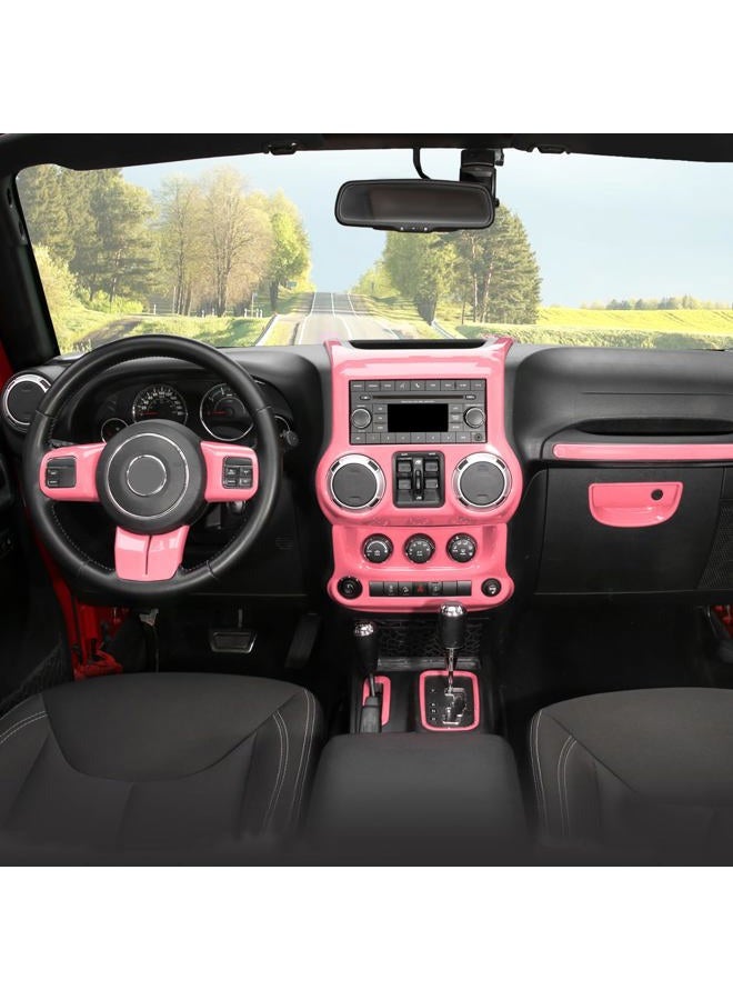 JeCar 10pcs Full Set Pink Interior Trim Kit for 2011-2017 Jeep Wrangler JK JKU - Image 1