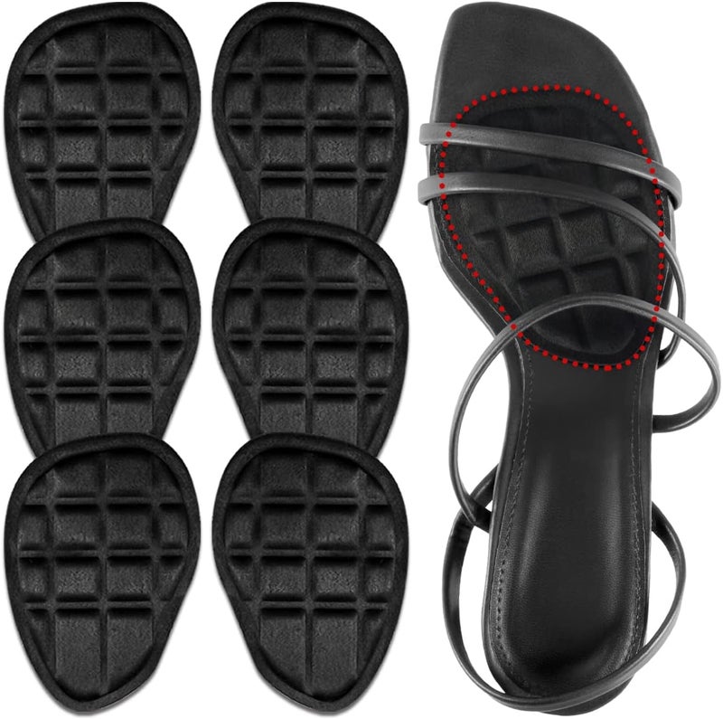 Generic Urwalk Ball of Foot Cushions, Metatarsal Pads, Forefoot Pads, Anti Slip Shoe Inserts for Open Toe Shoe, Shoe Pads Heel Pads for Stop Feet from Sliding Forward- 3 Pairs (Clear) (Black)