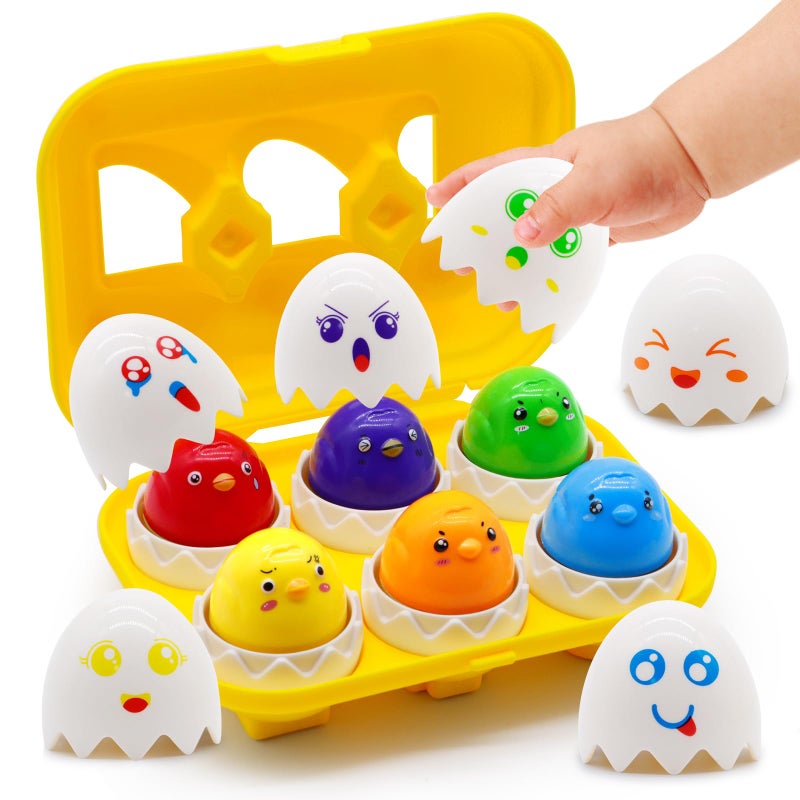 MOONTOY Dinosaur Egg Toys for Toddlers 1-3 Matching Game, Dino Eggs Montessori Toys for Babies 6-12 Month Baby Puzzles 12-18 Months Play Shape Sorter Sorting Sensory Gift Easter Basket Stuffers - Image 1