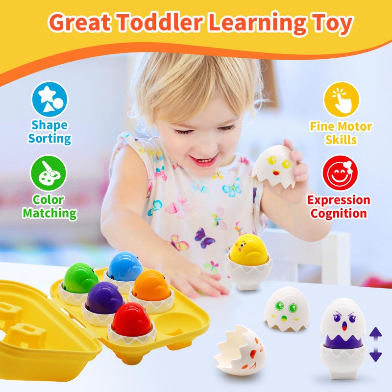 MOONTOY Dinosaur Egg Toys for Toddlers 1-3 Matching Game, Dino Eggs Montessori Toys for Babies 6-12 Month Baby Puzzles 12-18 Months Play Shape Sorter Sorting Sensory Gift Easter Basket Stuffers - Image 5