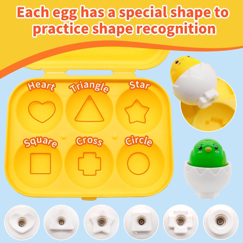 MOONTOY Dinosaur Egg Toys for Toddlers 1-3 Matching Game, Dino Eggs Montessori Toys for Babies 6-12 Month Baby Puzzles 12-18 Months Play Shape Sorter Sorting Sensory Gift Easter Basket Stuffers - Image 4