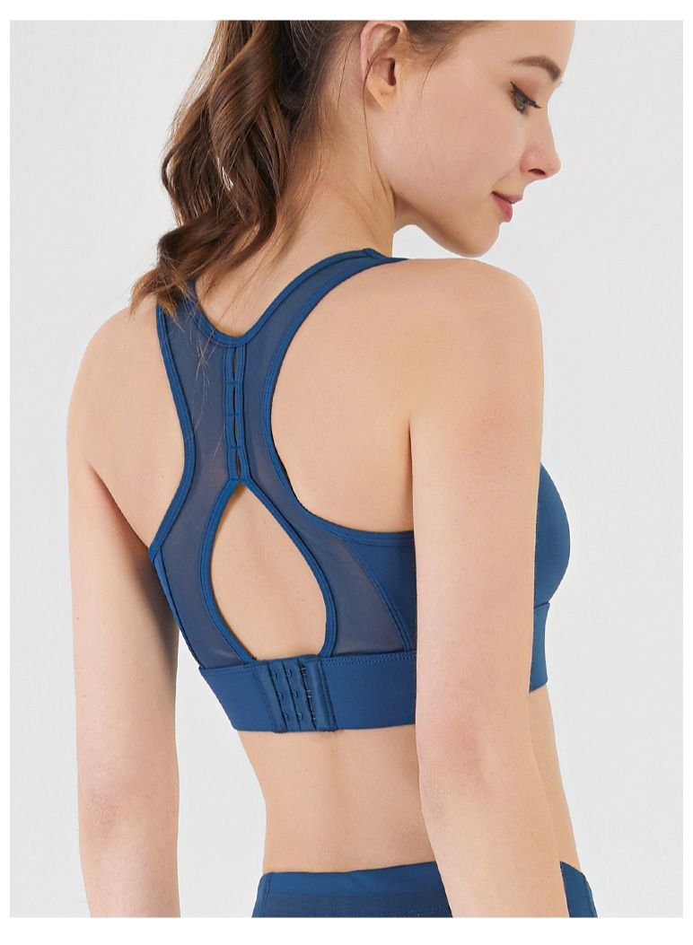 Loquat Women Quick Dry Breathable Yoga Bra Blue  - Image 2